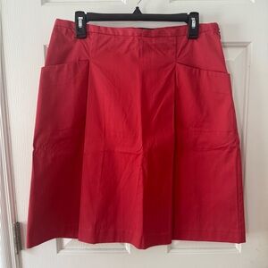 NWT Lands End Red/dark Coral Women's pleated A-line Skirt Size 8